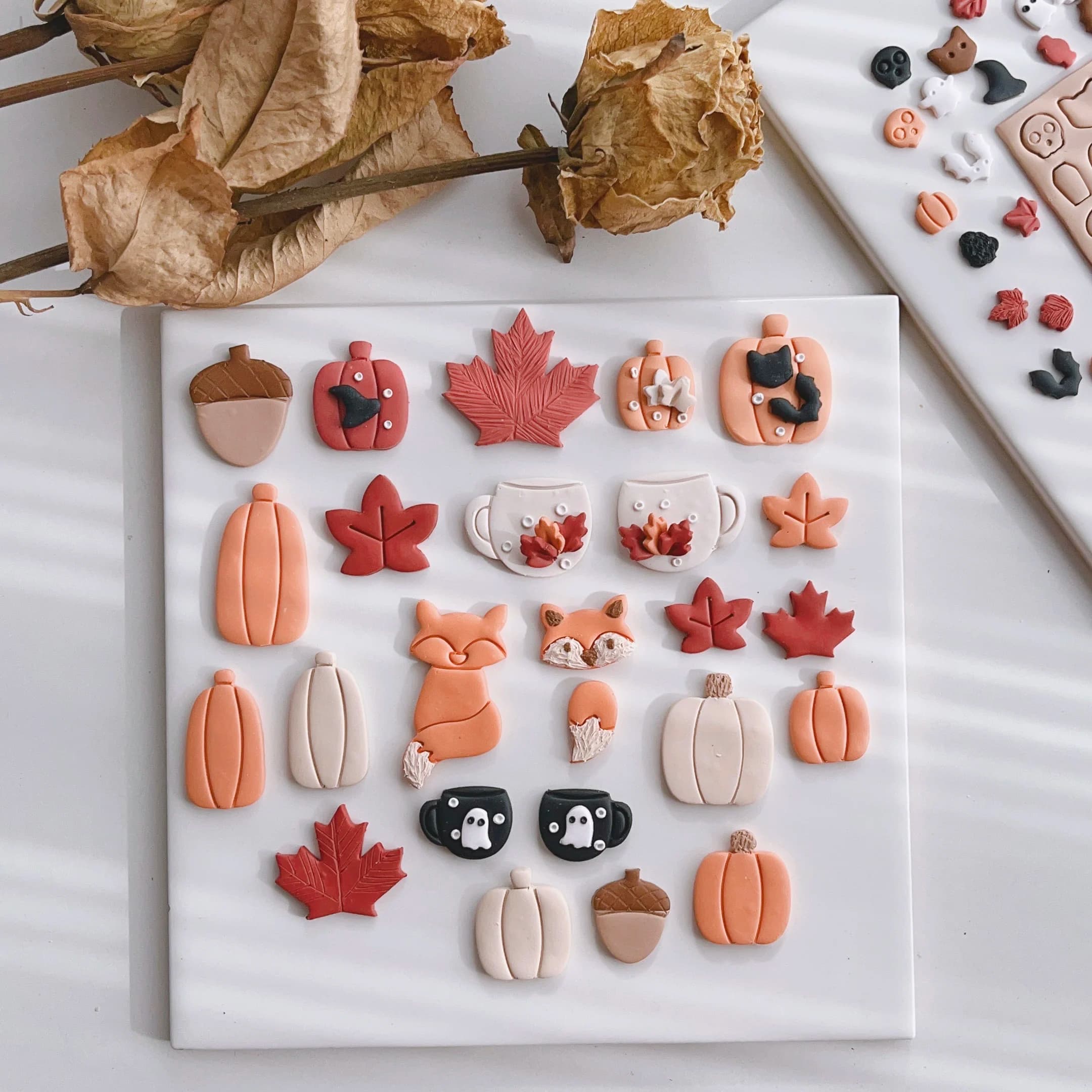 Autumn Series Soft Clay Earring Mold Maple Le Pumpkin Oak DIY Kitchen Tool for Baking And Cooking