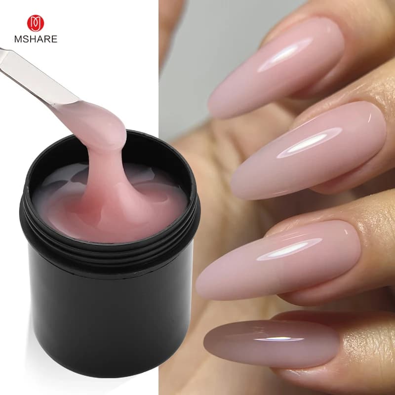 MSHARE 142g Gel duro per costruttore autolivellante rosa nudo naturale per la costruzione di estensioni delle unghie Gel per unghie a calore medio basso