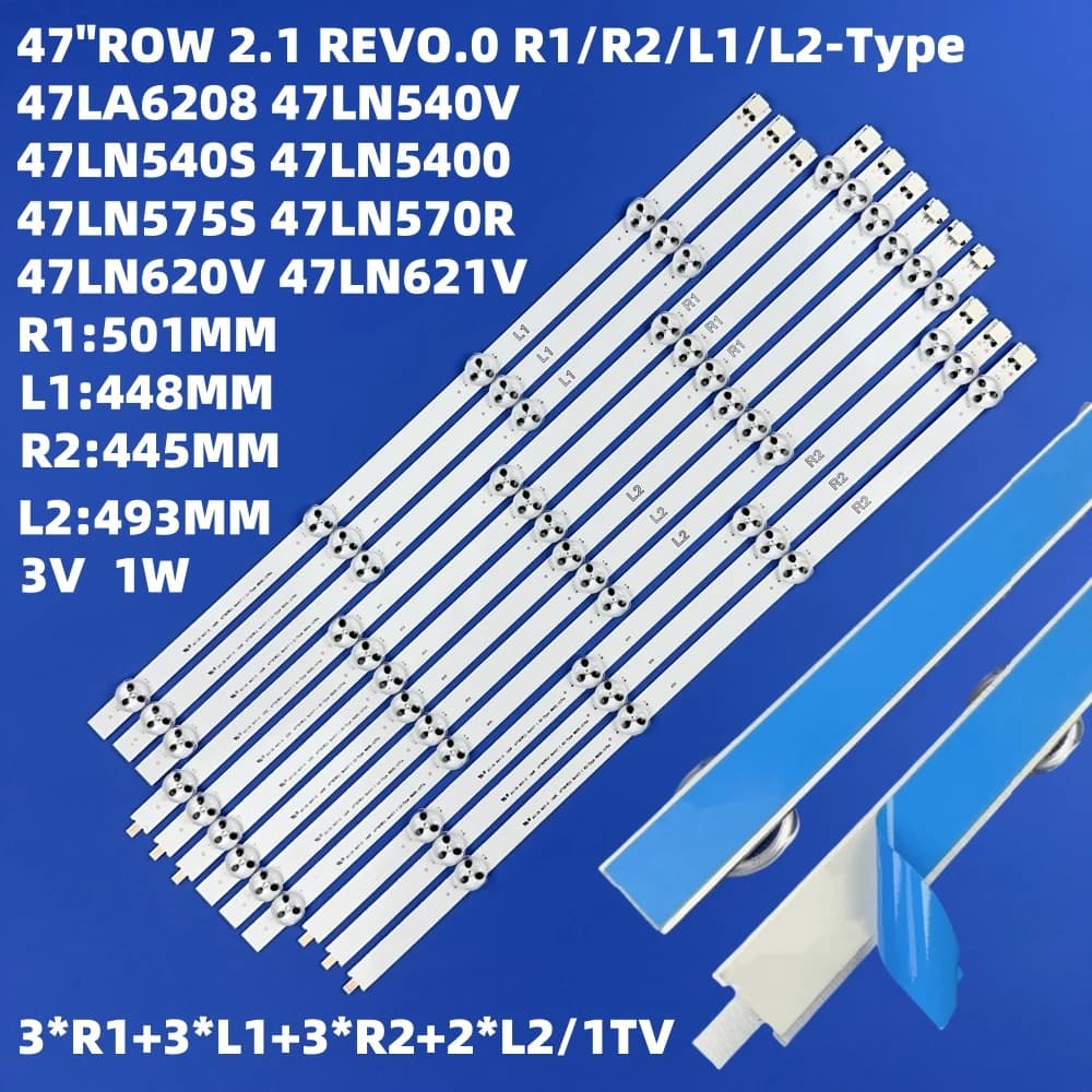 Strisce LED 47 ROW2.1 REV 0.7 1 TIPO L2 per 47LN5400 47ln575s 47LN613S 47LN613V 47LN6130 47LN6138 47LA620S 47LA6208