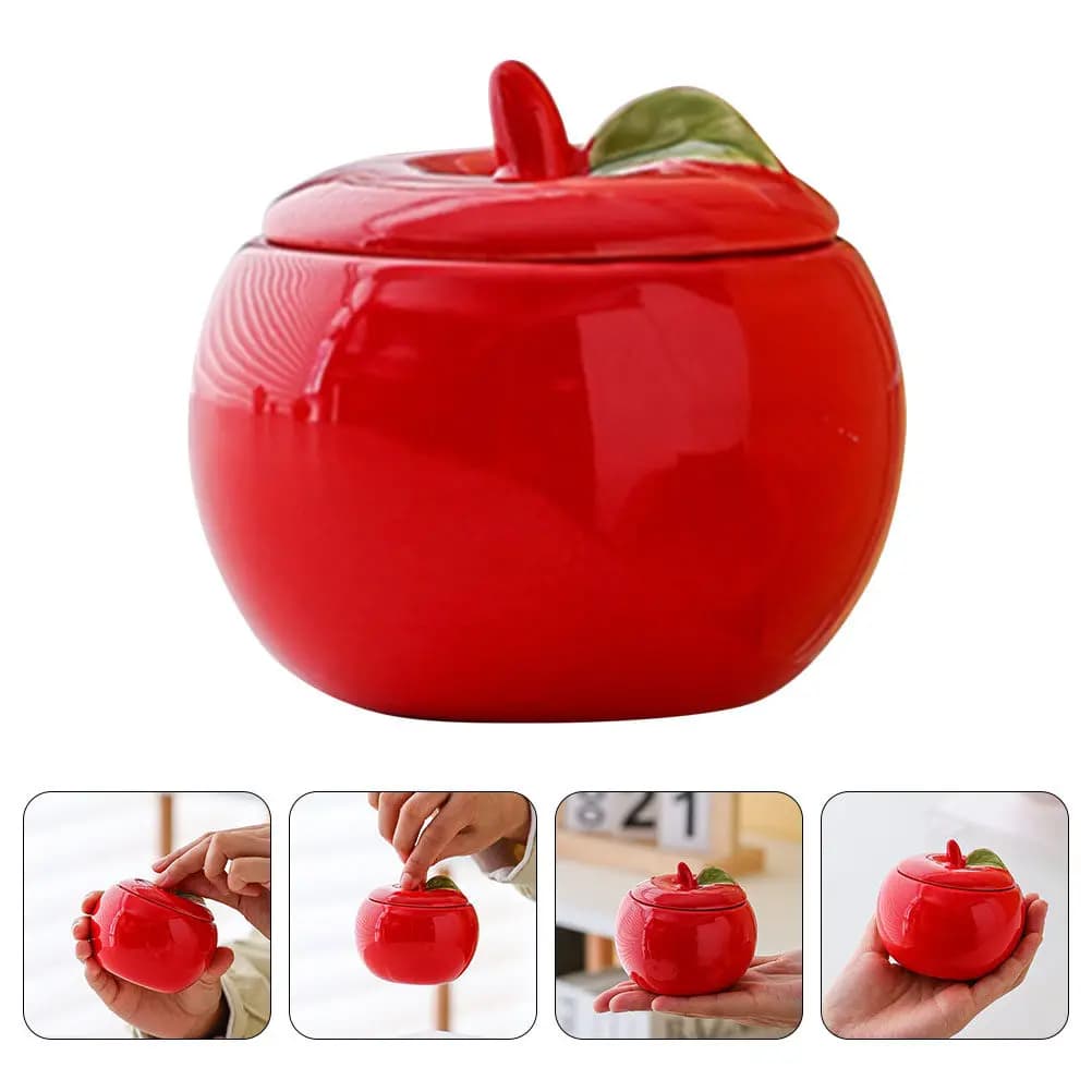 2Pcs Ceramic Christmas Containers Red Jars Xmas Candy Jar Sugar Bowl Spice Jar Food Storage