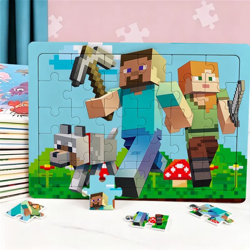 25 Pezzi Puzzle di Carta Mini Minecrafted, Giocattoli Educativi, Regali per Feste di Compleanno, Premi Scolastici, Omaggi per Feste