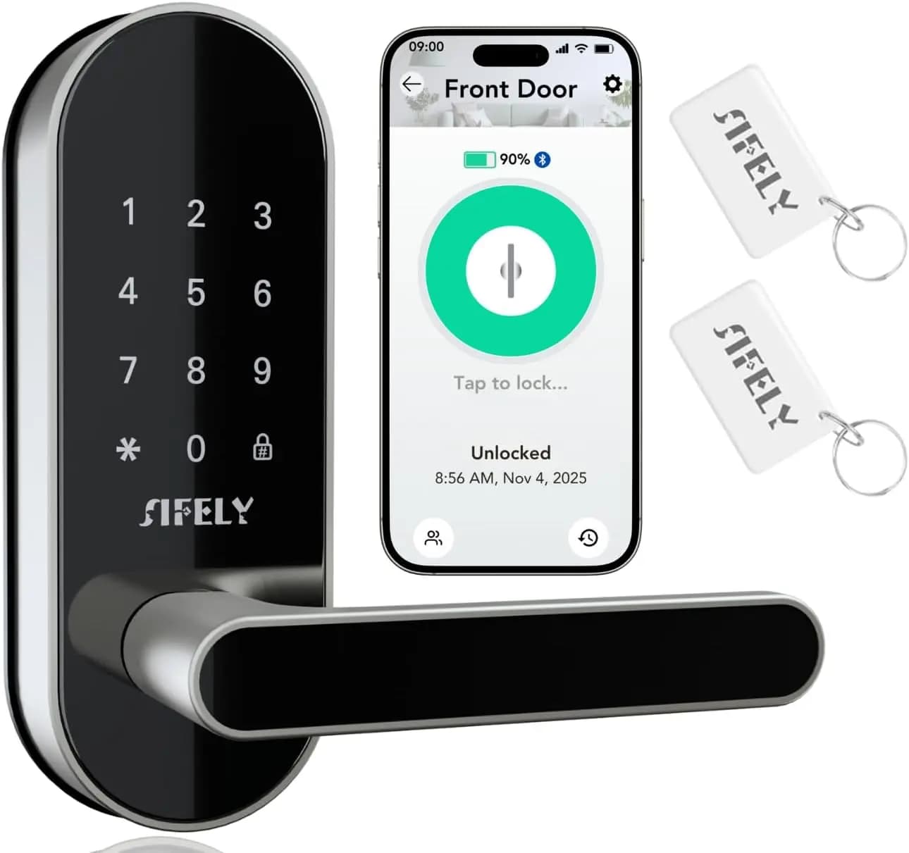 Serratura Intelligente Senza Chiave con Controllo App, Facile Installazione Fai-da-Te per Porte di Casa e Ufficio