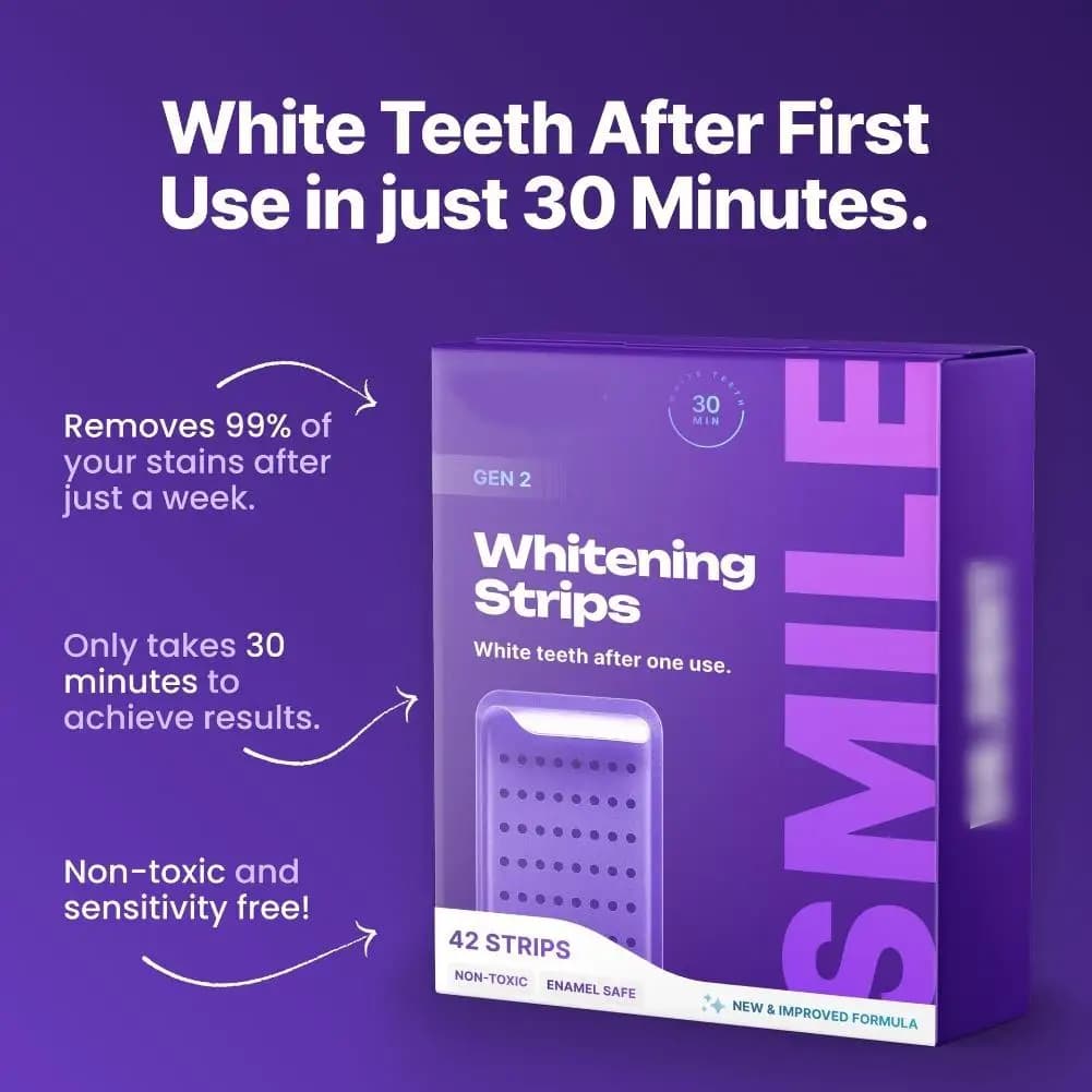 Pack of 42 Strips Whitening for Denti Viola - Gel Whitening Quick in 30 Minutes Delicate for Sensitive Tooth Removal Macchie Oral Care