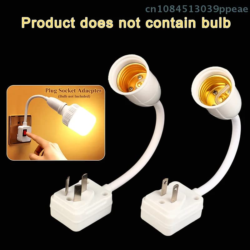 Adattatore base lampada E27, presa lampada da parete flessibile con interruttore, supporto prolunga lampadina
