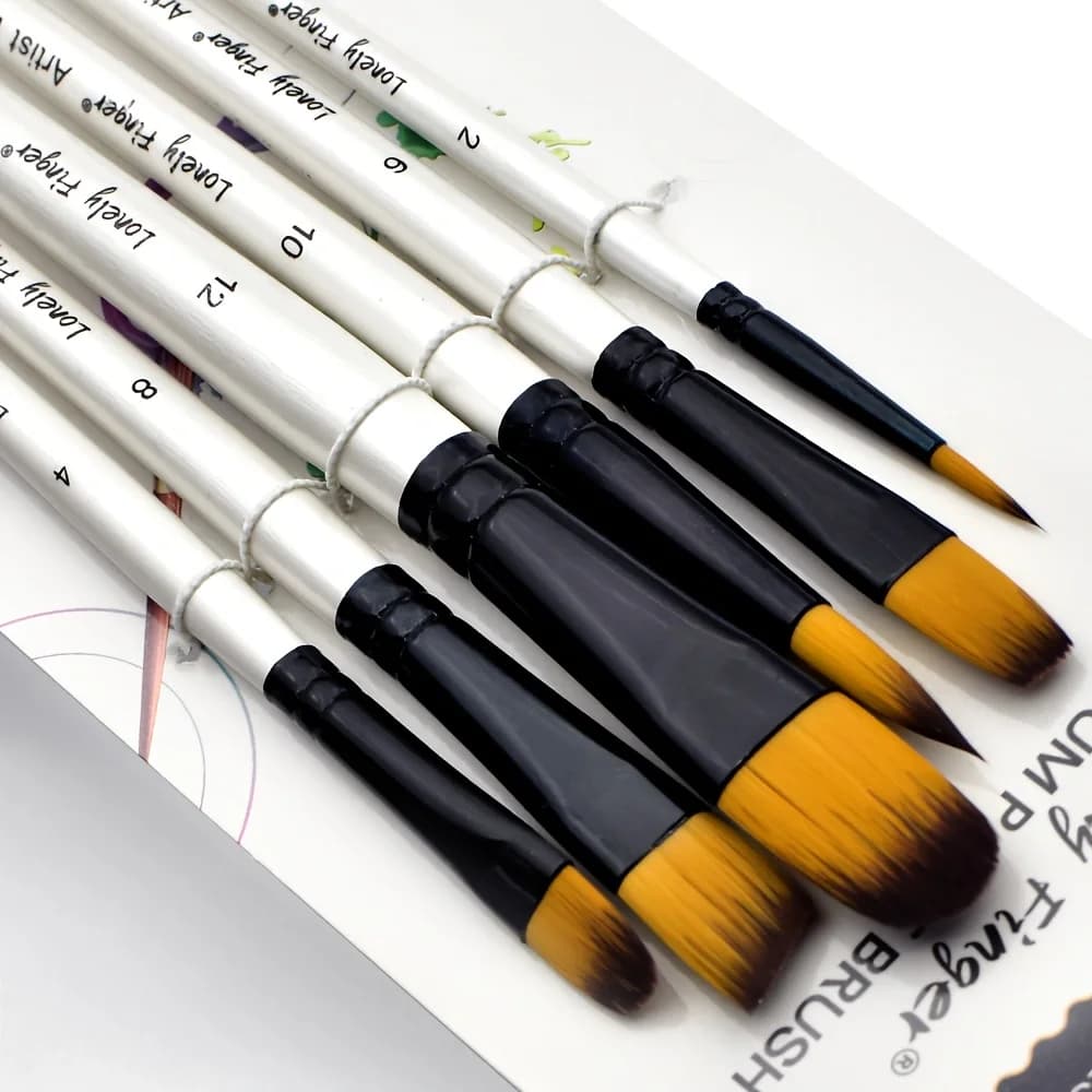 5/6Pcs White Nylon Artist Paint Brushes Set for Acrylic, Oil, Watercolor, Gouache, Face and Rock Painting - Art Crafts Brush Kit