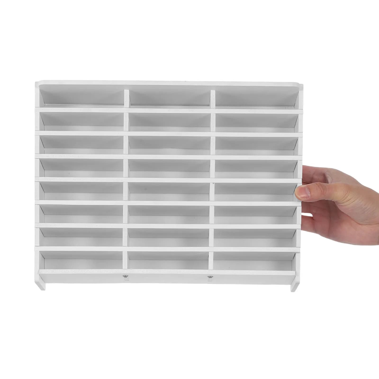 Classroom Cell Phone Storage Box 24 Slot Desktop Mobile Device Organizer Rustic Wood Plastic Construction for Smartphones