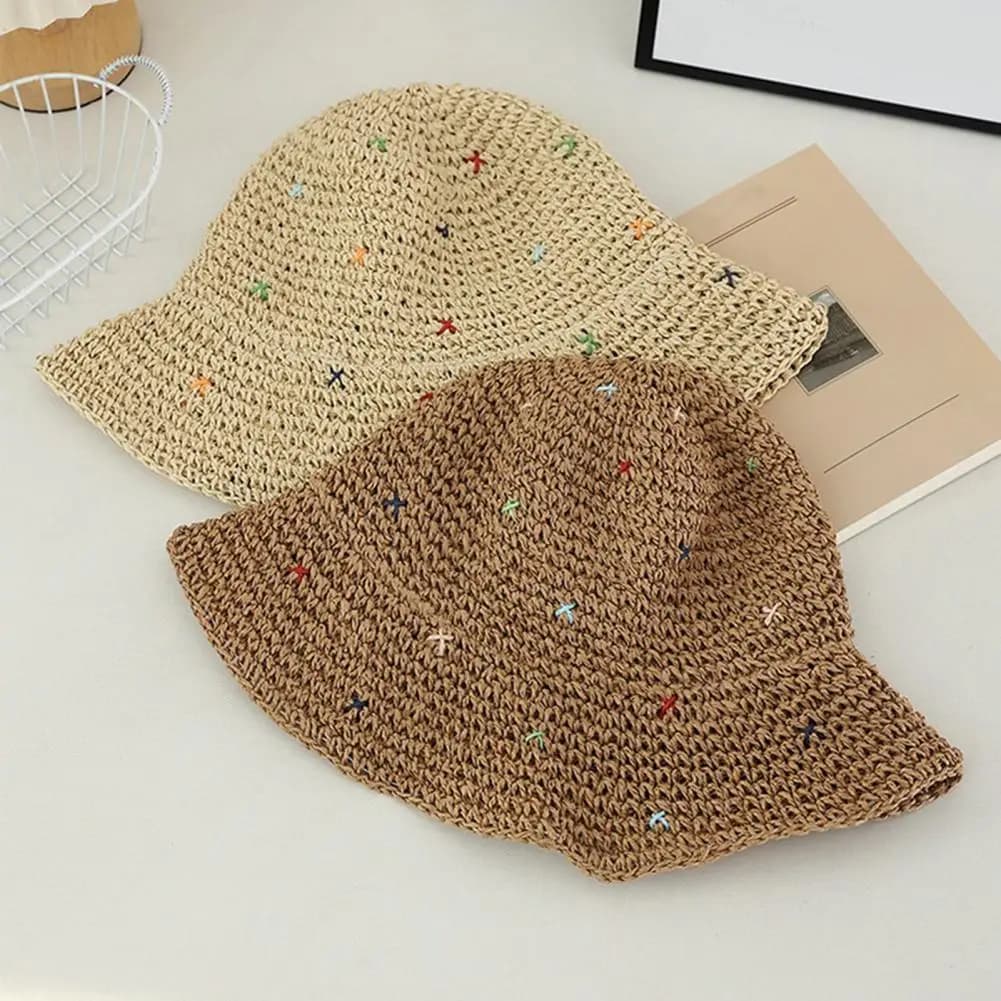 Portable Foldable Fisherman Hat, Straw UV Protection Cap with Adjustable Shape, Wide Brim Summer Sun Protection Hat