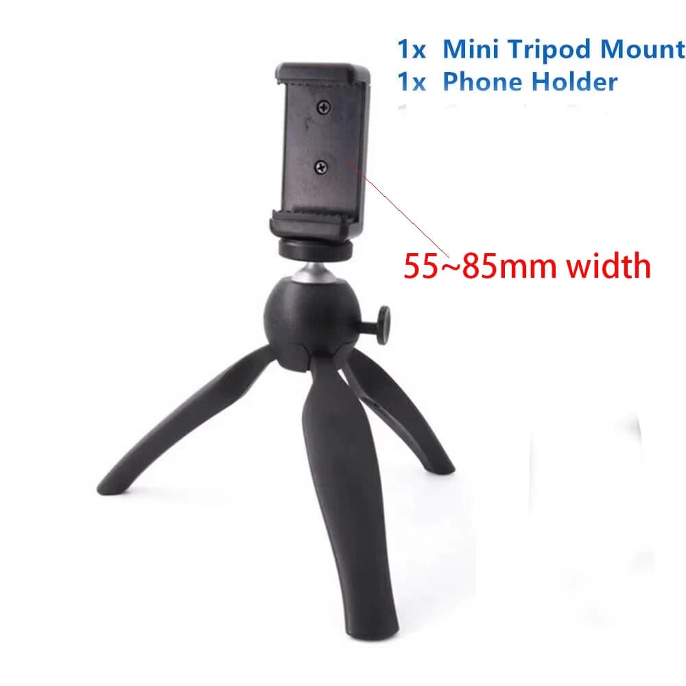 Mini stand for tripod with support for digital camera clip / GoPro/cellular camera, 1/4 tripod for phone support, from 1/4-20 to 55~85 mm