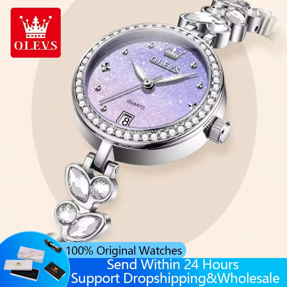 OLEVS 5679 Nuovo Orologio al Quarzo da Donna, Elegante Orologio da Polso con Bracciale a Sirena con Diamanti, Orologi da Donna di Lusso alla Moda
