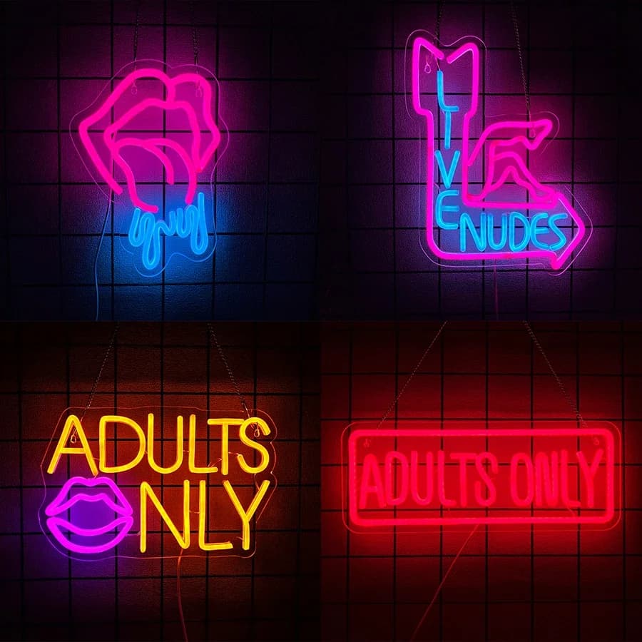Decorazione Estetica per la Stanza, Luci al Neon LED SOLO PER ADULTI per Camera da Letto, Soggiorno, Feste, Bar, Insegna al Neon a Forma di Labbra Derapanti per Decorazione Murale
