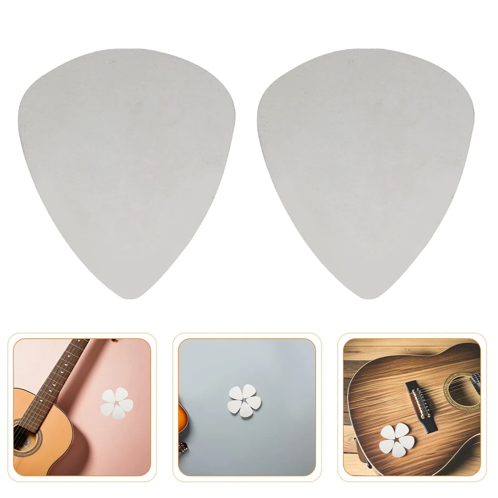 100 Pezzi Plettri per Chitarra in Acciaio Inossidabile, Plettri Metallici Argento con Bordo Liscio per Chitarra Elettrica, Basso, Acustica, Rock, Jazz, Country