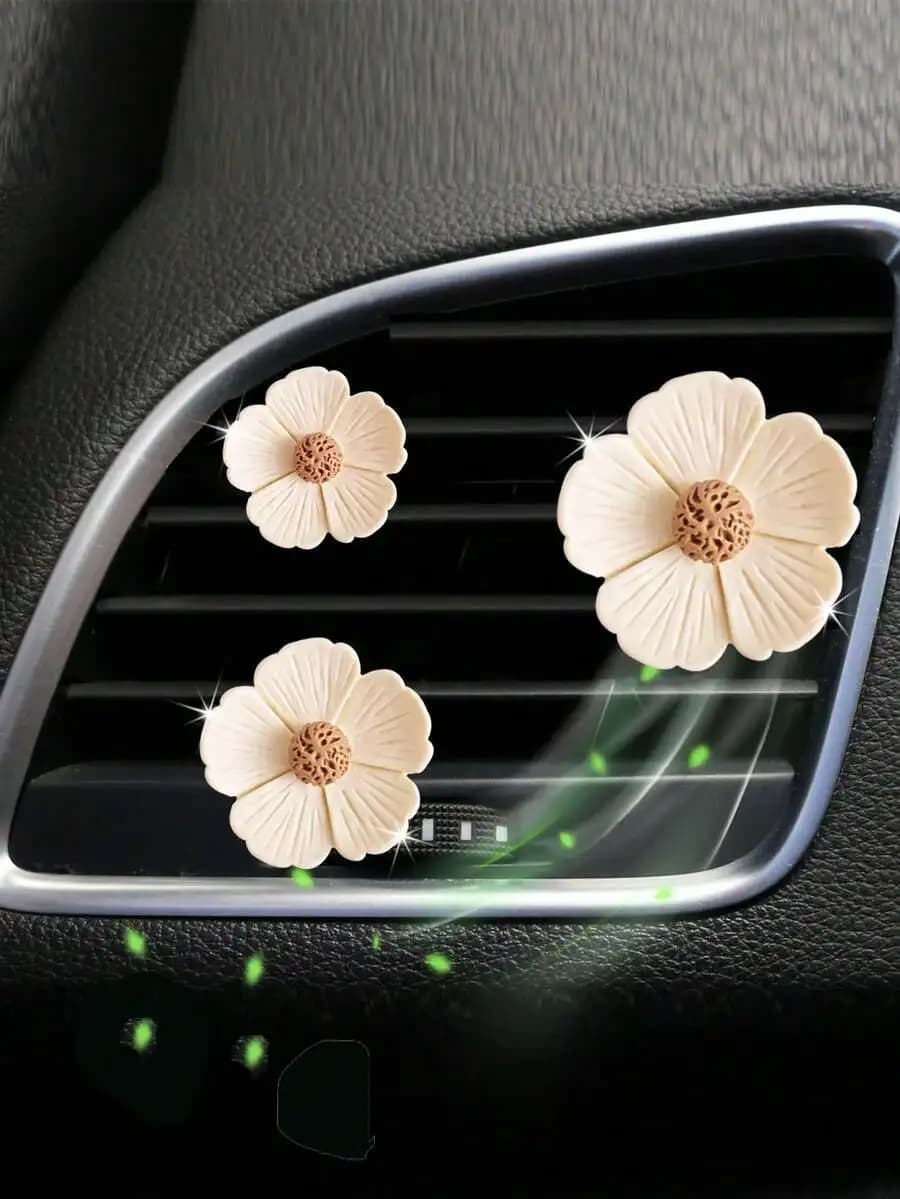 3 Pezzi di Deodoranti per Auto a Forma di Margherita con Profumo Floreale, Accessori per Aromaterapia Auto
