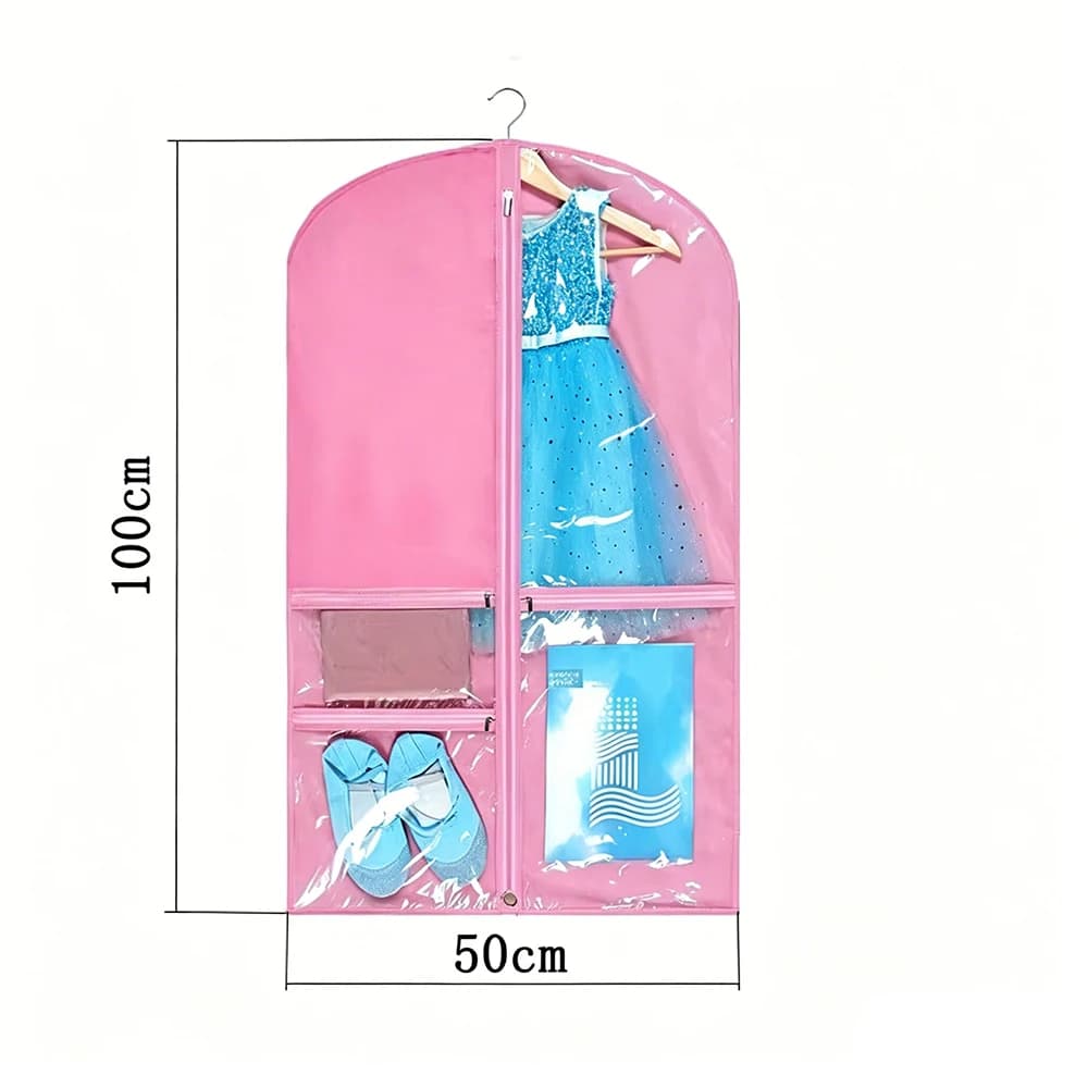 Borse Porta Abiti da Danza in Tessuto Non Tessuto Traspirante per Ballerini con Tasche Rosa Viola Nero per Bambini per Competizioni di Danza Appendiabiti