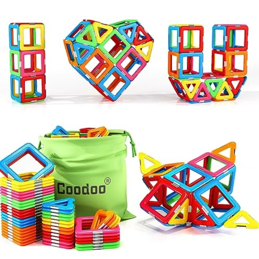 Upgraded Magnetic Blocks Tough Tiles STEM Toys for 3+ Year Old Boys and Girls Learning by Playing Games for Toddlers,Compatible