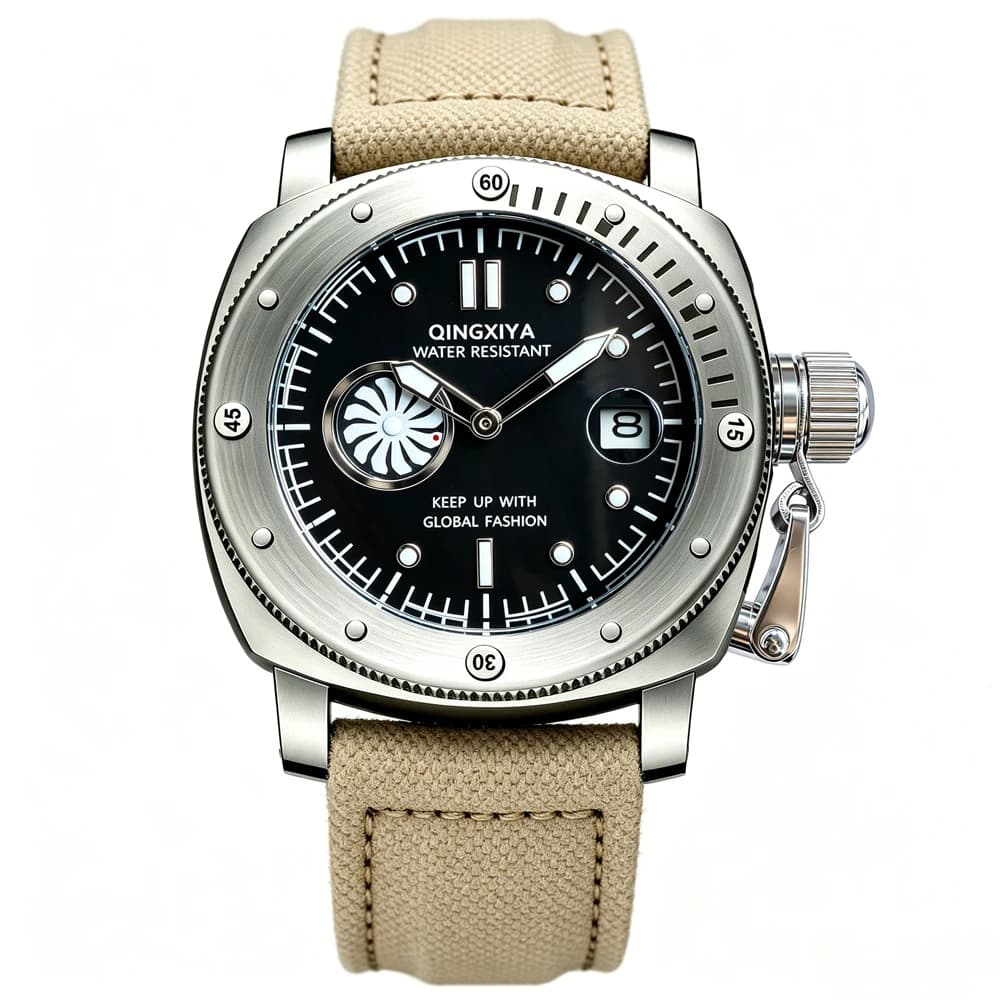 QINGXIYA Brand New Fashion Second Dial Sesign Quartz Watch Men High Quality Canvas Strap Waterproof Calendar Sports Watches Mens