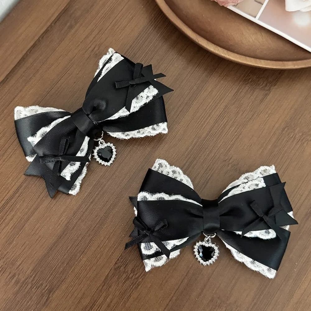 Cute Sweet Lace Bow Hair Clip Lolita Versatile Hairpin Women's Barrettes Headwear