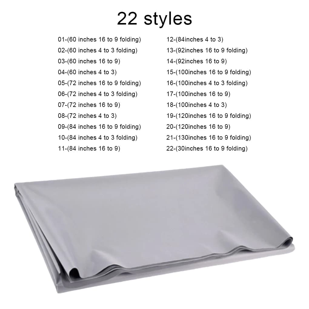 Schermo del proiettore 16:9/4:3 Panno riflettente anti-luce ad alta definizione senza punzonatura Home Outdoor Camping 72 pollici/16:9/Tubo