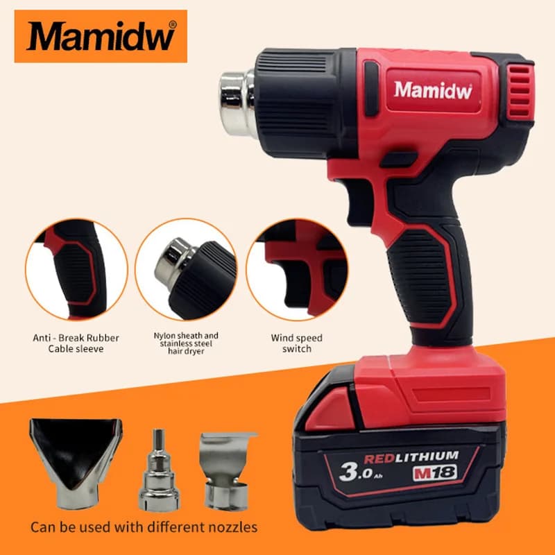 550 ° Pistola Termica a Controllo di Temperatura, Senza Fili, con Display LED, Soffiatore Termico per Saldatura, Compatibile con Batteria 18V, Batteria Non Inclusa