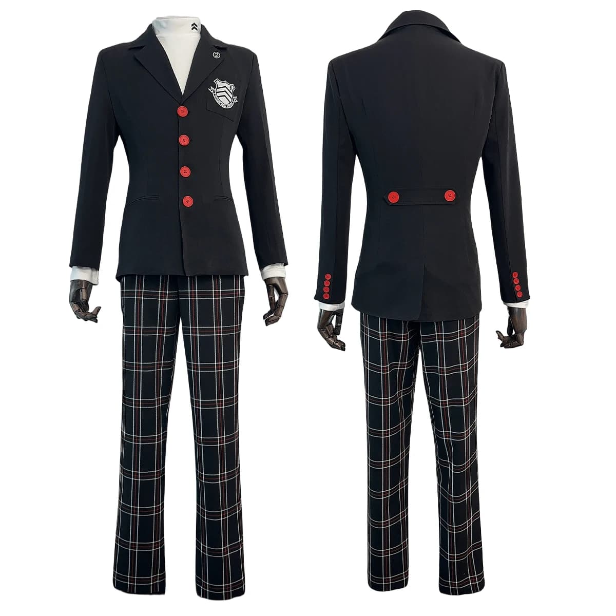 HOLOUN Ren Amamiya Cosplay Costume Wig P5 Game Joker School Uniform Embroidery Suit Pants Halloween Christmas Convention