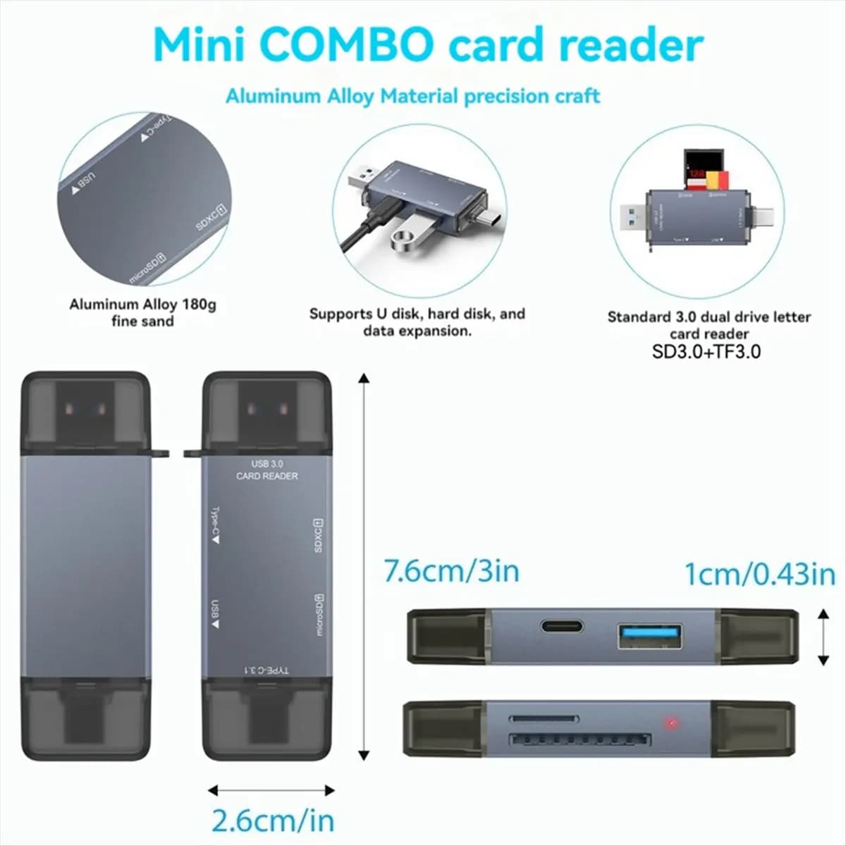 【EXCLUSIVO!】 Lettore di schede Lettore di schede SD TF USB 3.0 Hub USB per PC Laptop Lettore di schede SD Lettore di schede di memoria intelligente