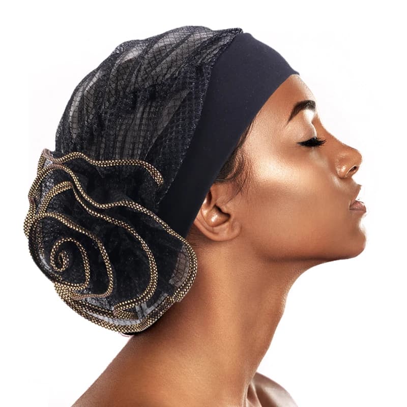 Cappello nazionale largo grande testa di fiore foulard e cappello di seta brillante per le donne cappellino multifunzione per la casa di moda cappellini per la cura dei capelli di bellezza
