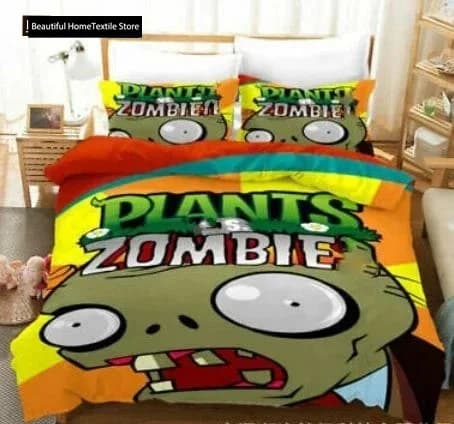 Piante Vs Set di biancheria da letto Zombie Comodo copripiumino Copripiumino Federa Set di biancheria da letto Decorazione camera da letto per bambini Tessili per la casa