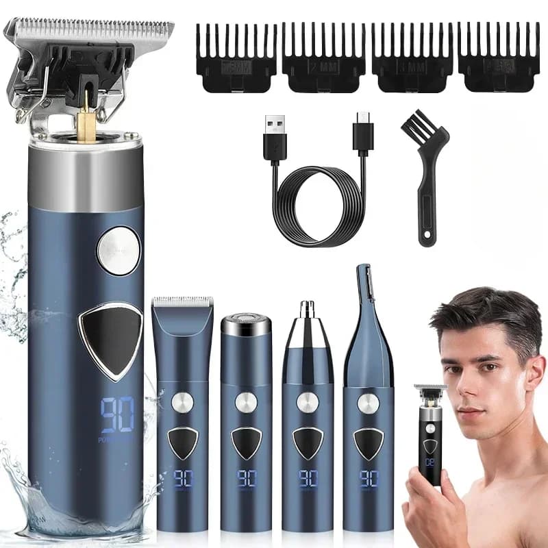 Nuovi uomini 5-in-1 multifunzionale parrucchiere sopracciglio Trimmer naso capelli Trimmer rasoio Set intaglio forbici elettriche