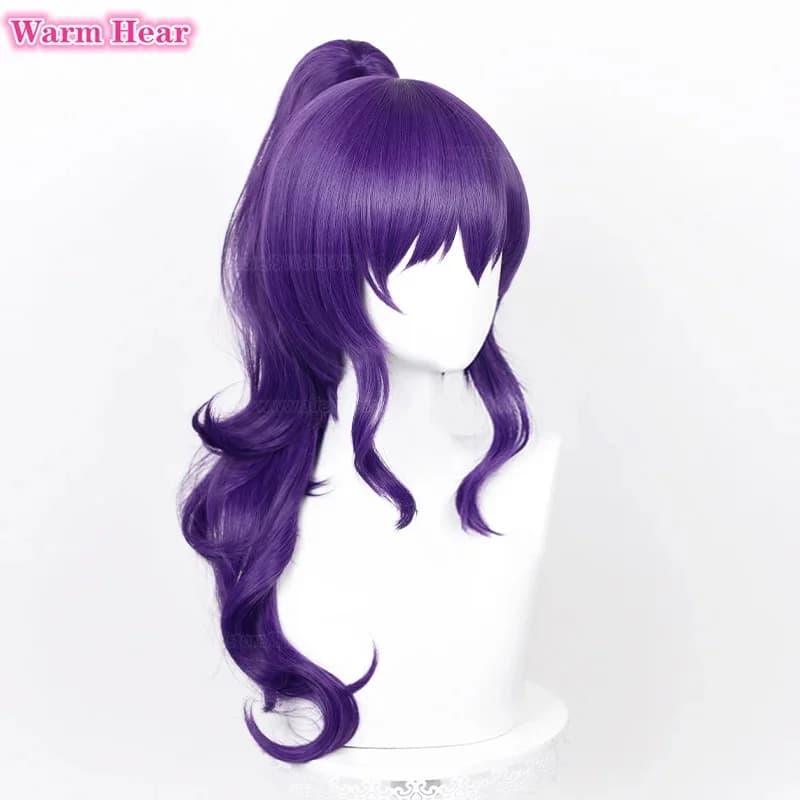 c'3,f\6;h'Asahina Mafuyu Synthetic Anime Long 61cm Dark Purple Ponytail Wavy Hair Cosplay Wig Heat Resistance Fibr7;b'9.j/2\