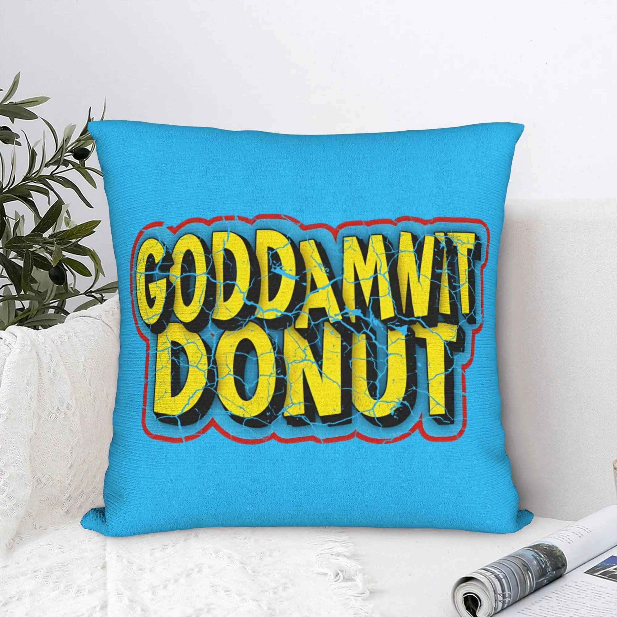 Goddamnit Donut Square Pillow Case Dungeon Crawler Carl Custom Polyester Decorative Cover for 18 Inch Sofa