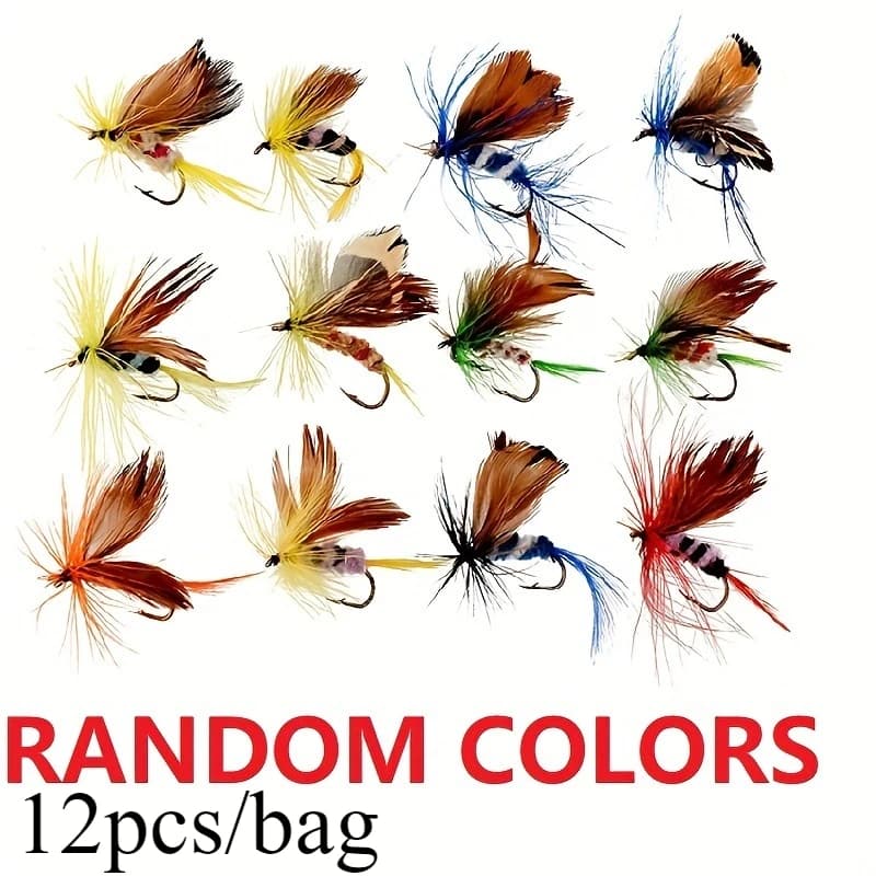 12-piece premium fly fishing flies kit Hand tied bait for trout, bass, effective salmon in salt water and fresh water