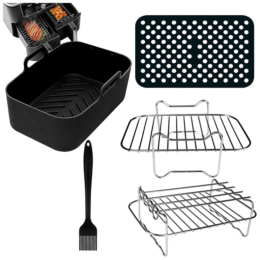 A55X-6 Pieces Air Frying Accessories Set for Ninja Foodi AF300UK AF400UK, T17088 Tower, Istantaneo Dual Zone Deep 7.6L-9. 6L
