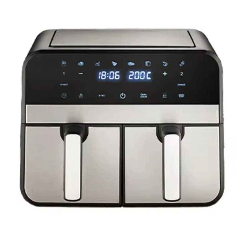 Modern Electric Double Basket Air Fryer with LCD Display 9L Capacity Oil Digital Control for Household Use