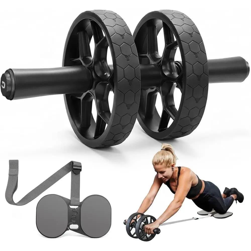 Adjustable Abdominal Wheel with Removable Elastic, Core Exercise Tool for Home Gym, Fits All Levels, Includes Exercises