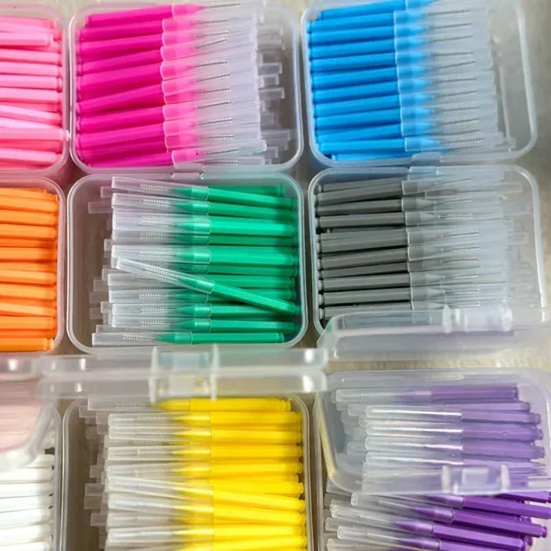 80 pz/scatola spazzola interdentale push pull tipo I 0.6-1.5Mm pulizia tra I denti igiene orale filo interdentale ortodontico a forma di I