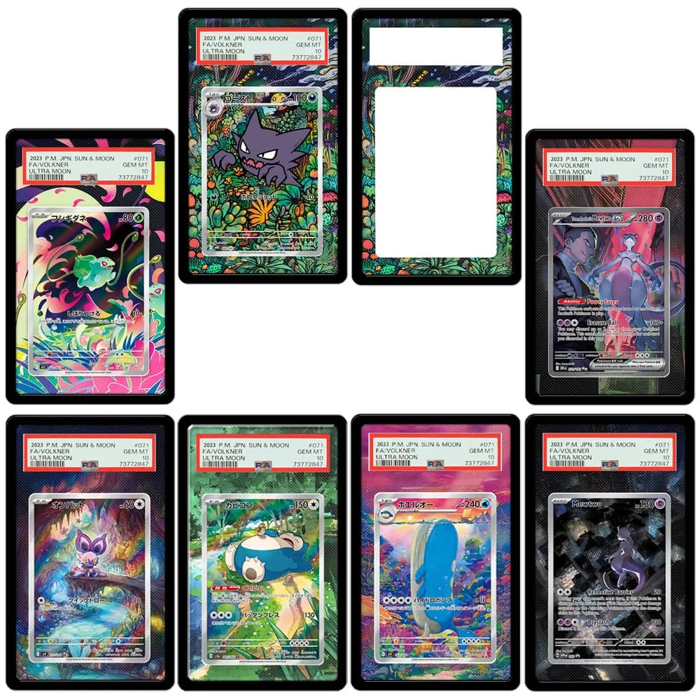 Display artistico per carta Pokemon Noibat Haunter Mewtwo Bulbasaur Snorlax Victini Wailord Ptcg Psa Scatola di immagazzinaggio Vetrina in acrilico