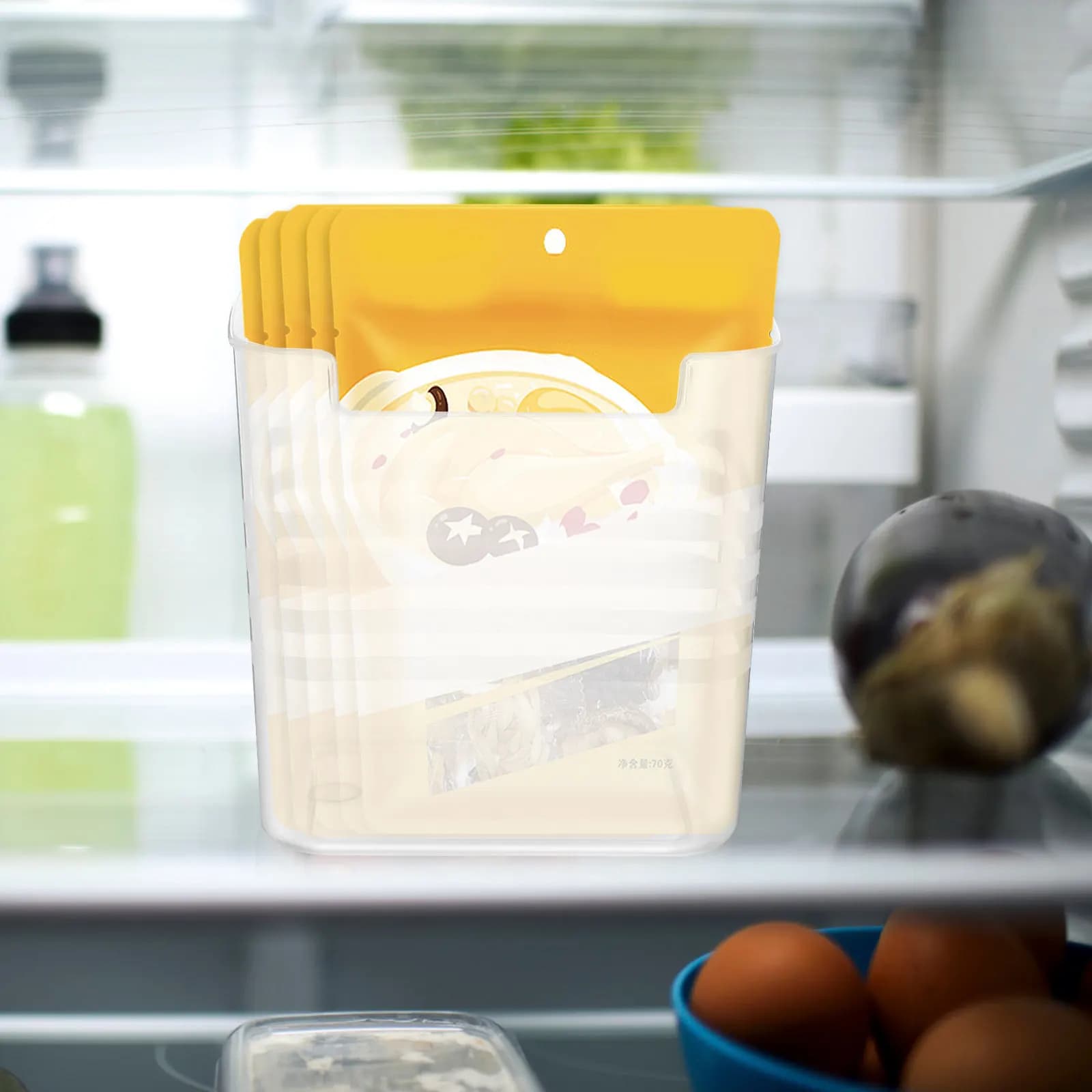 2 Pieces Containers Transparent Organizers For Fridge Hanger, Storage Boxes for Frigo Side Door, Kitchen Organizing Containers