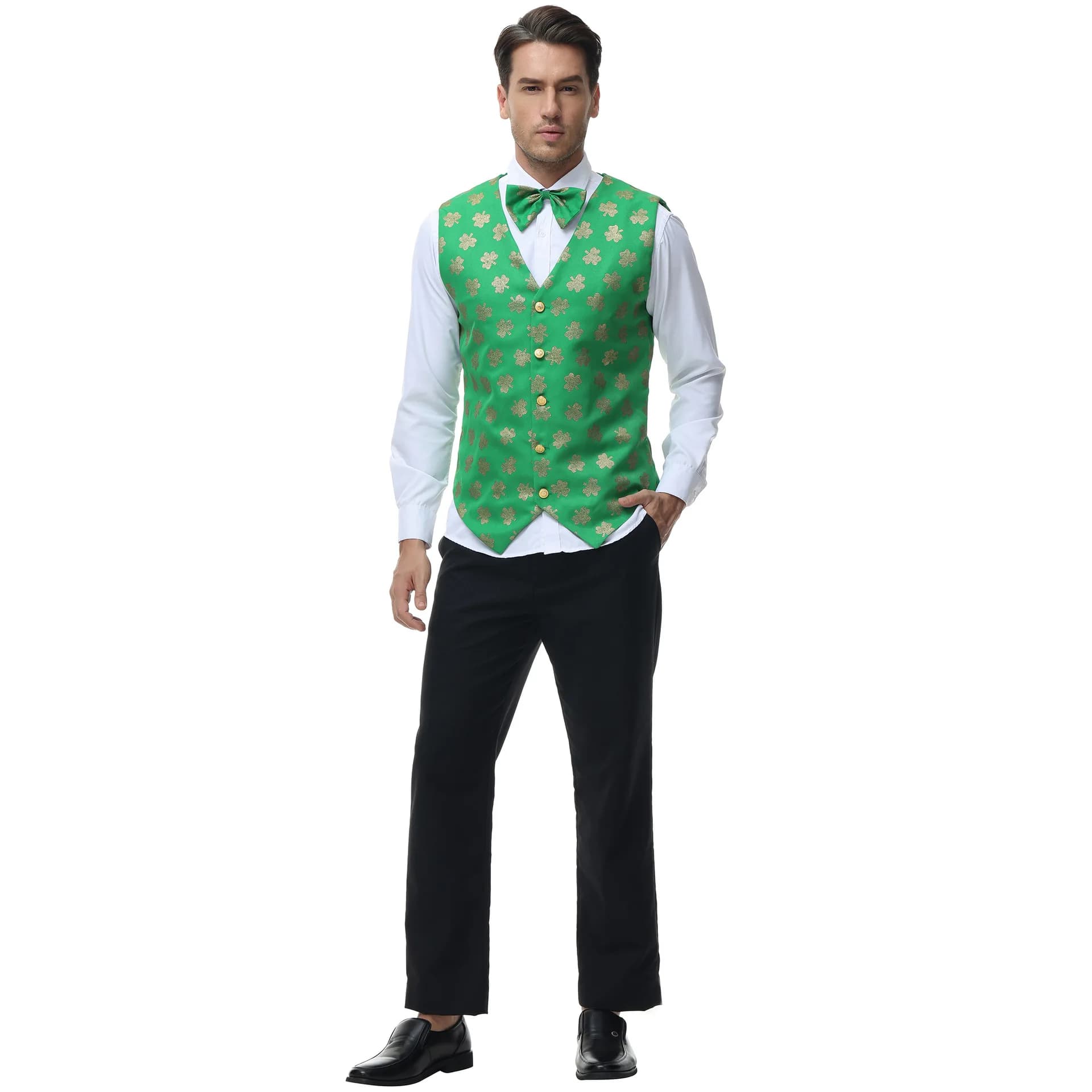 Green Print Beer Festival Men's Vest Costume Halloween Server Jacket Tank Top Men's Fashion Summer 2026 Stage Costume