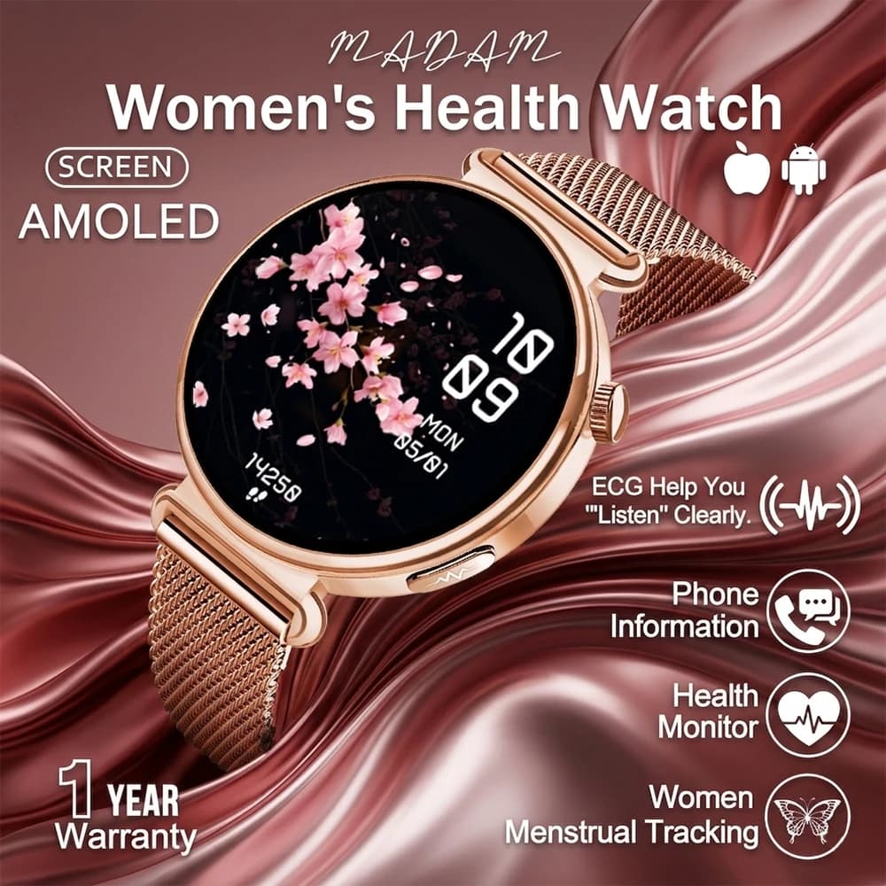 Smartwatch Fitness Donna 2026 con Chiamata Bluetooth, Monitoraggio Sonno, Frequenza Cardiaca, Pressione Sanguigna, Ossigeno e Tutte le Funzioni di Monitoraggio della Salute