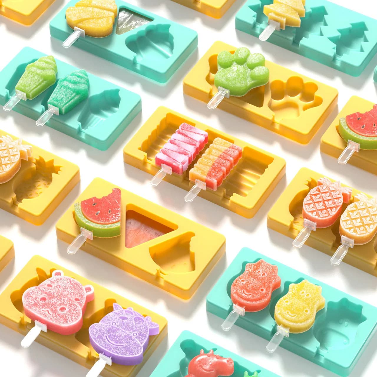 Stili multipli simpatici stampi per gelato in Silicone amore animale pupazzo di neve forma di coniglio stampo ghiacciolo Kit per fare con coperchio utensili da cucina