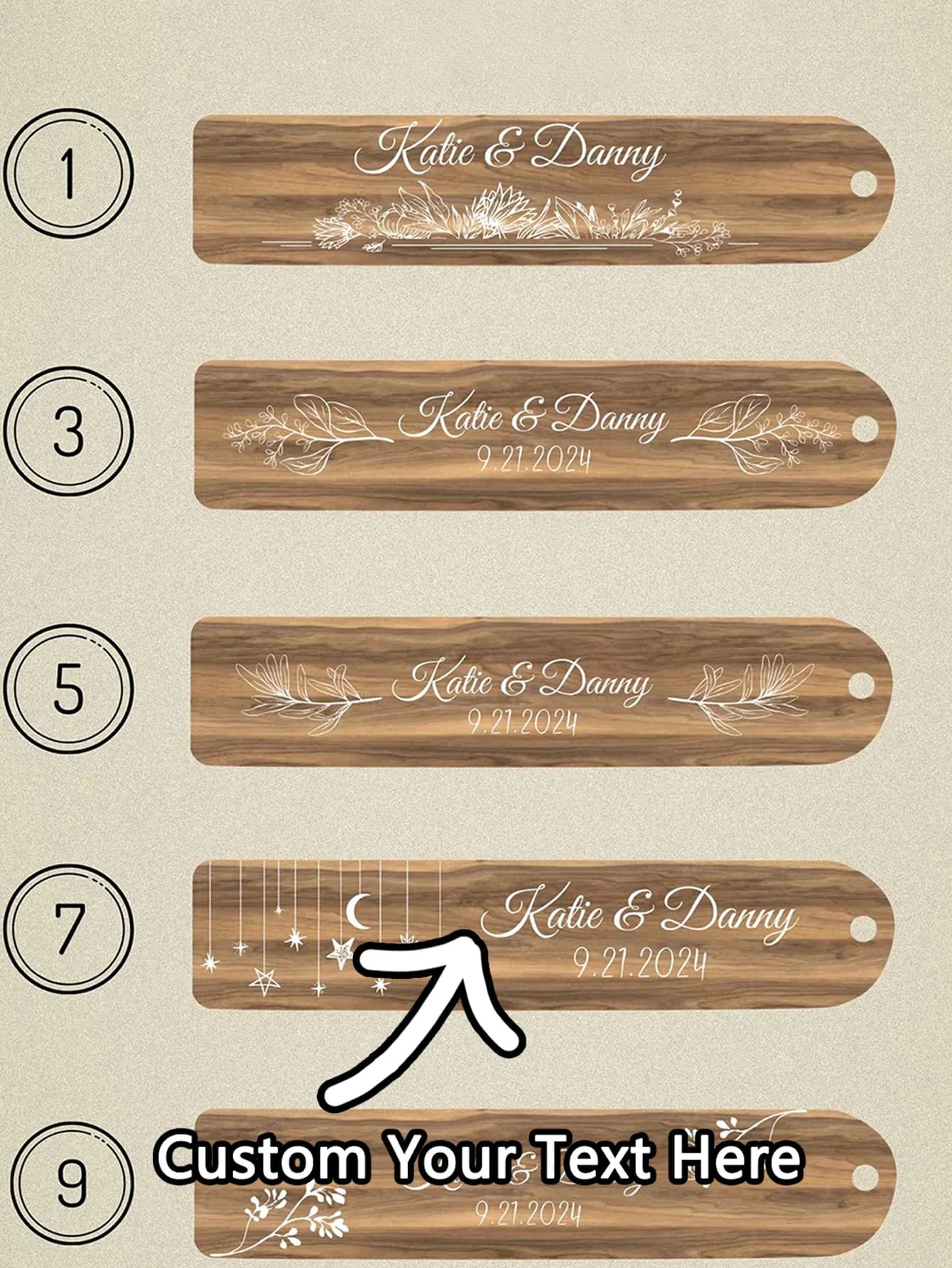 1PC Custom Bookmark - Custom Wooden Memorial Bookmark, Elegant Models and Custom Name, Delicious Laser Engraved Gift For
