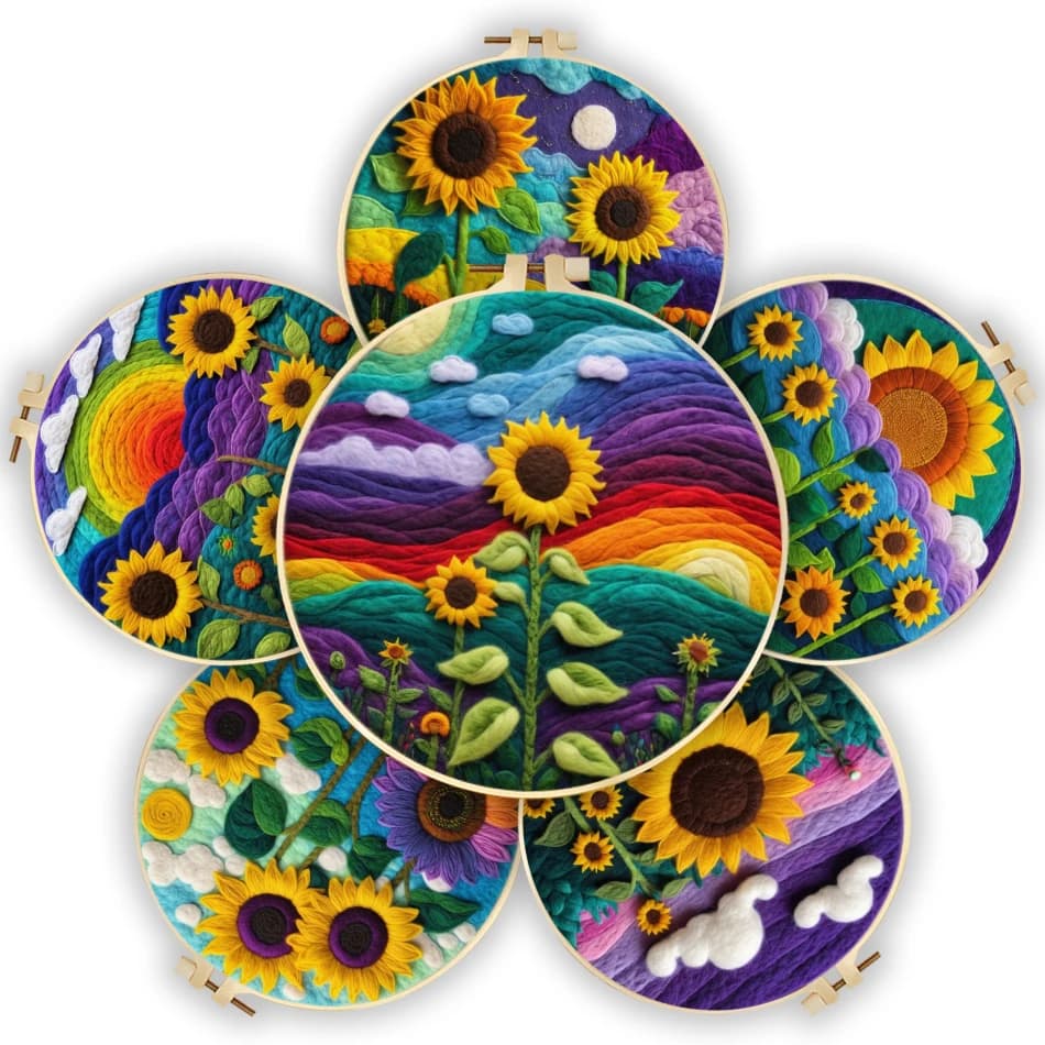 CHENISTORY Wool Felt Package Beginners Painting Craft Stitch Adult Craft Kits Flower Felt Kits For Beginners Sewing Craft Kits