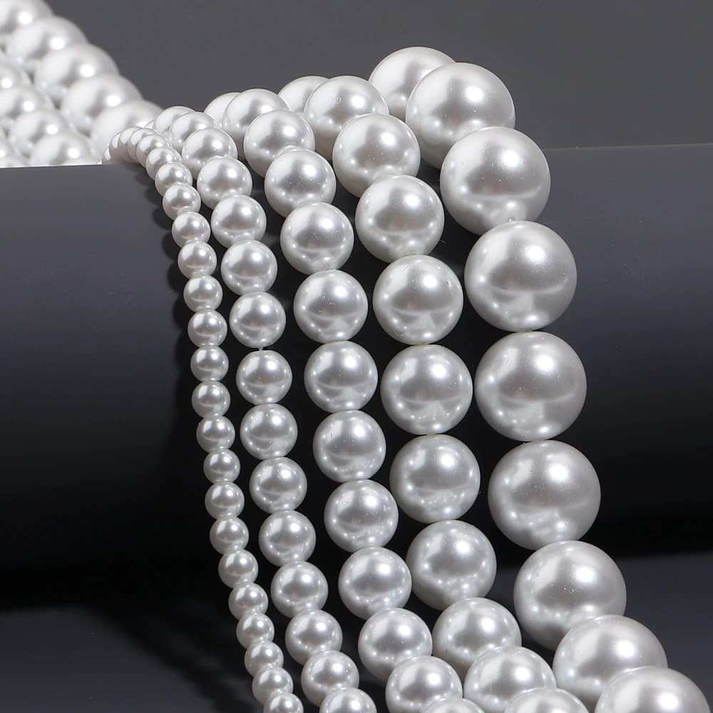 32-95pcs 4/6/8/10/12mm White Glass Beads Imitation Pearls Round Loose Beads for Jewelry Making DIY Bracelet Necklace Accessorie