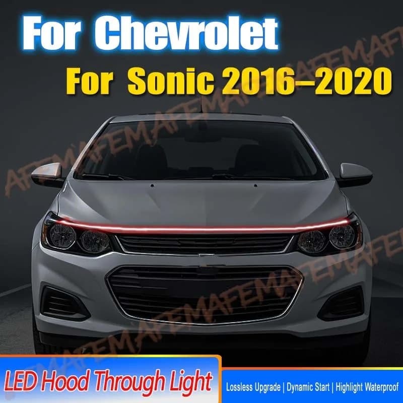 LED Daytime Running Light Strips Universal Hood Lamp Flexible Car LED Guide LightsWaterproof 12V DRL For Chevrolet Sonic 16-20