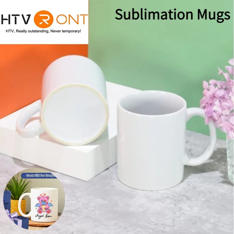 HTVRONT Confezione da 6 tazze per sublimazione da 11 OZ Set vuoto Tazze classiche con manici per tazza fai da te Latte Regalo per carta da sublimazione