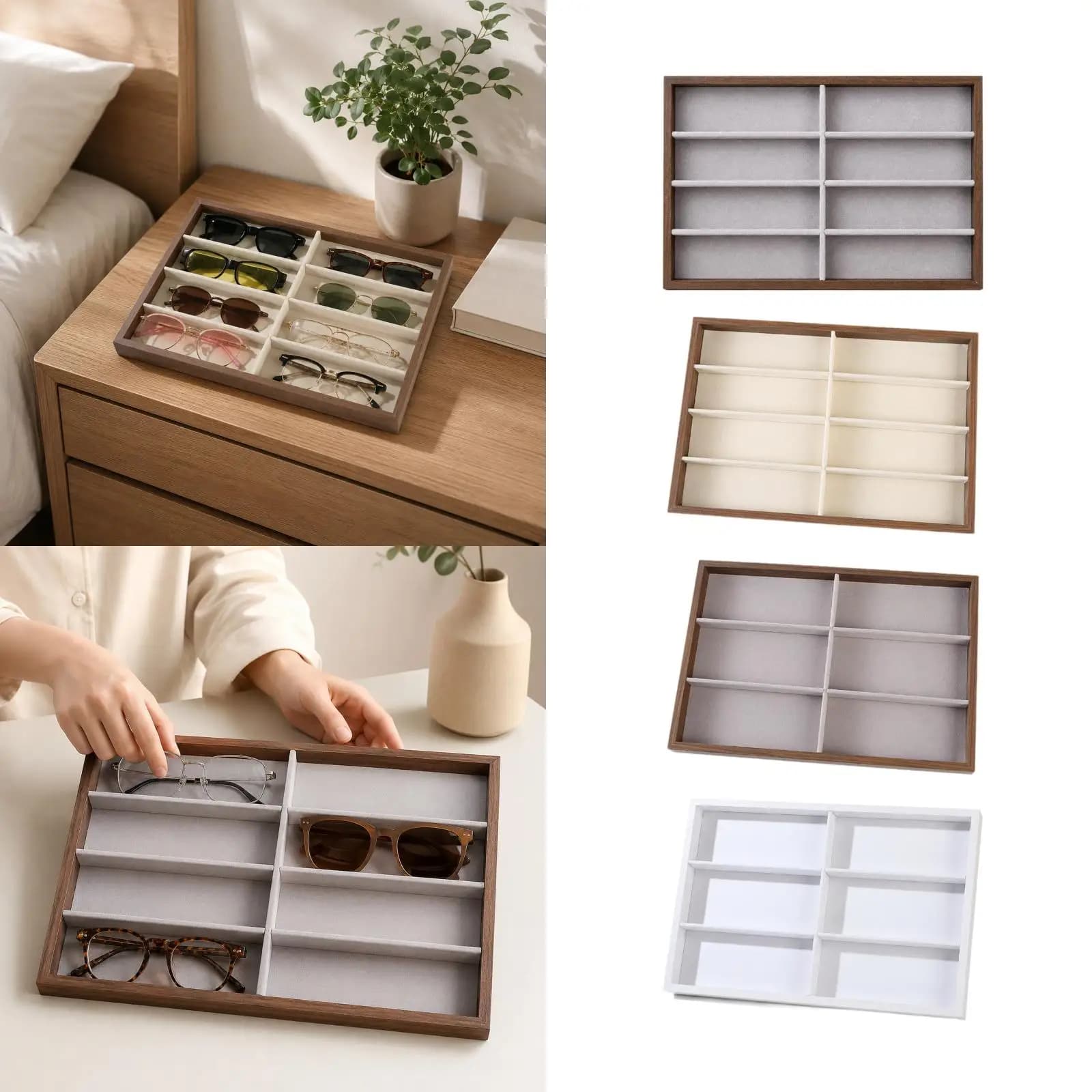 Glasses Display Tray Versatile Sunglasses Organizer Box Eyeglasses Display Case Eyewear Storage Box for Living Room Showcase