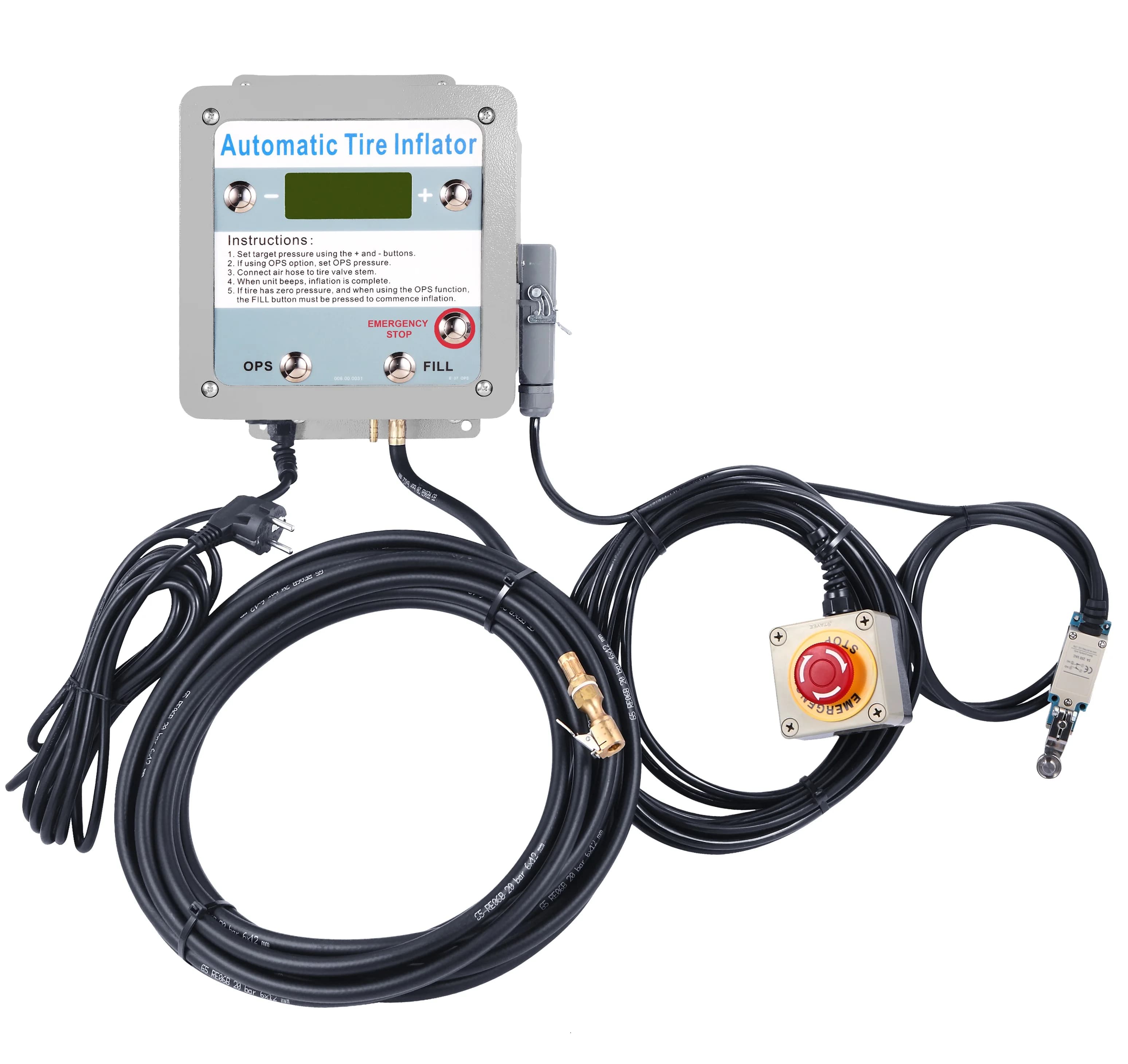 G5 Tyreshop Workshop Gonfiatore Digitale Automatico a Parete per Pneumatici, con Gabbia di Sicurezza per Gonfiaggio a Pressione Controllata