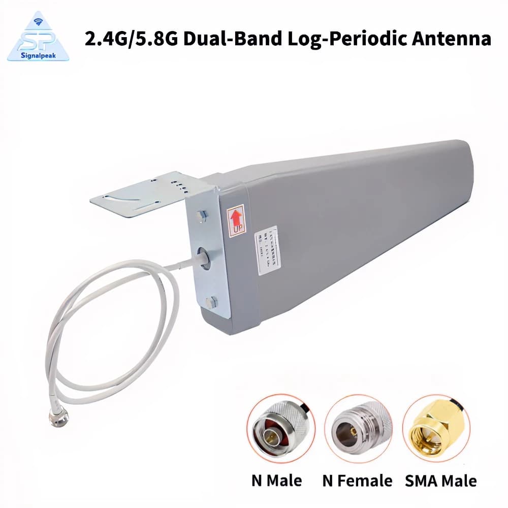 2.4G 5.8G Dual-Band Wi-Fi Outdoor Waterproof Log Periodic Antenna 2400~5850Mhz 18dBi High Gain Repeater Booster Amplifier