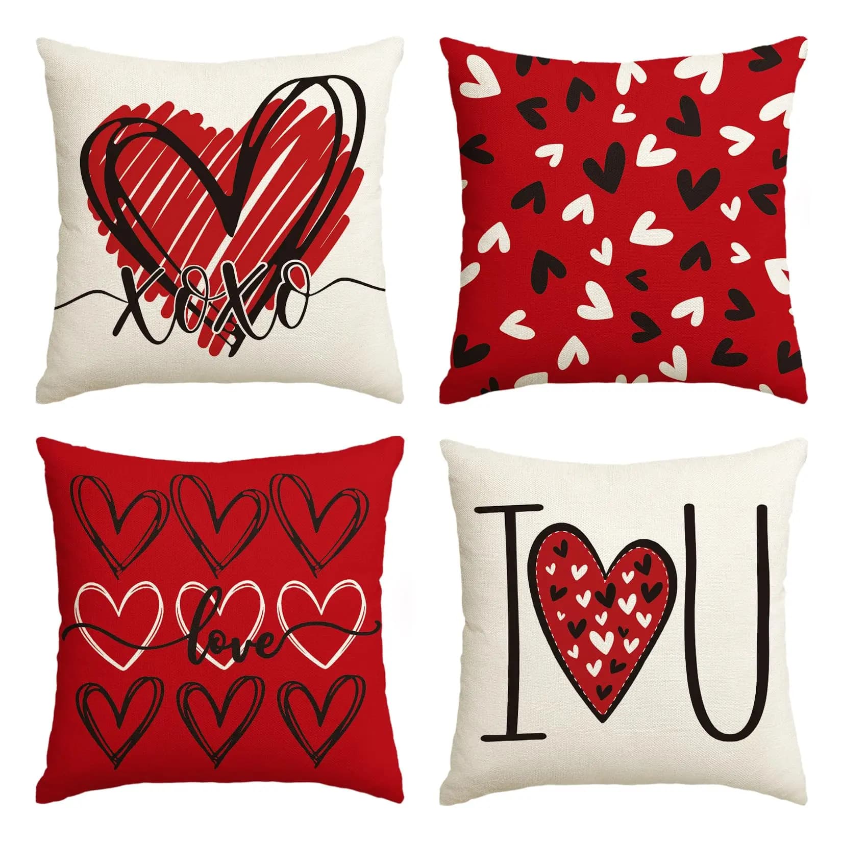 2 pezzi Ti amo XOXO Federa per cuscino a forma di cuore per San Valentino | Federa per cuscino per matrimonio romantico, decorazione per divano con stampa piatta su entrambi i lati