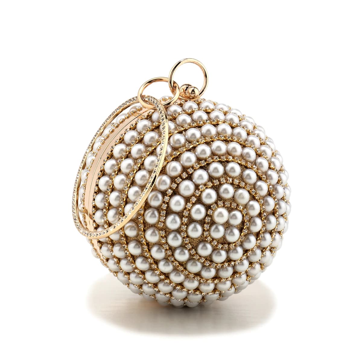 Pochette da festa con diamanti con perline Borse da sera Borse con perle Borsa con strass per feste con design a sfera