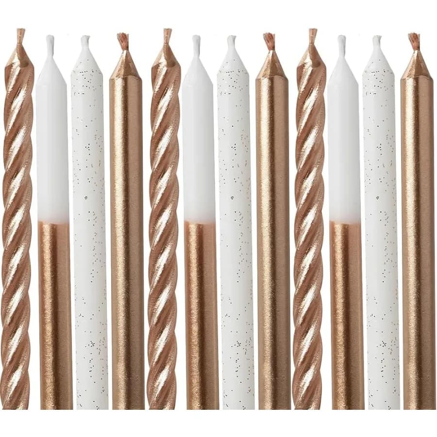 Candele metalliche assortite in oro rosa 3,25 12 pezzi Lussuose ed eleganti, ideali per celebrazioni Occasioni speciali